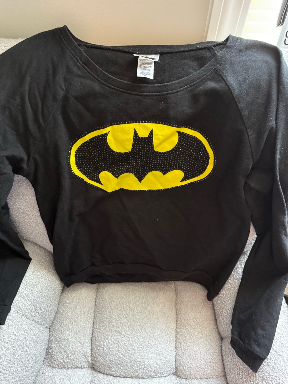 DC Comics Black Sweatshirt with Yellow Batman Emblem